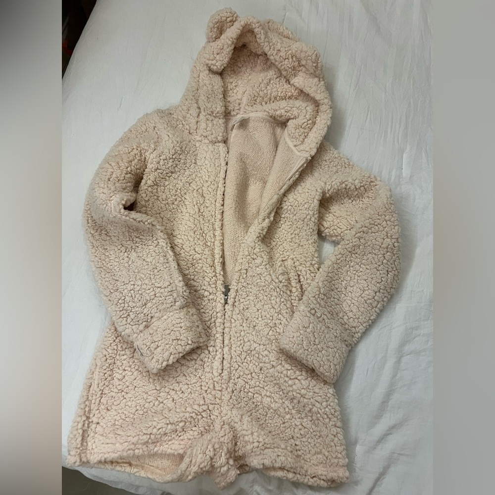 Women's Cream Sherpa Hooded one piece